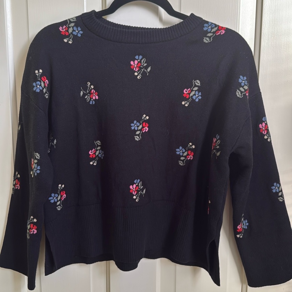 Gap Kids Black Floral Print Sweater